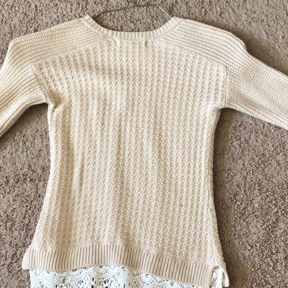Cream colored pink republic large kids sweater